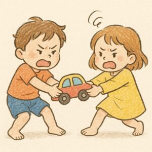 おもちゃを取り合う子ども