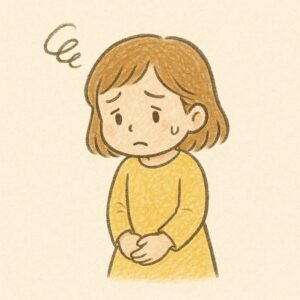 おもちゃを貸してと言えず困っている女の子