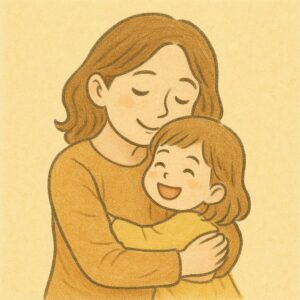 娘をそっと抱きしめる母親