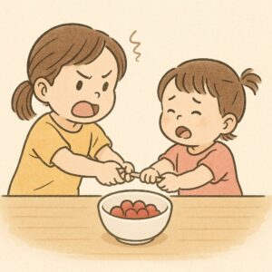 長女が妹のスプーンを取る